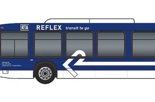 Rendering of the new refleX express bus service line.